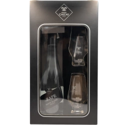 "Grape White Blend" Chateau Chizay gift set strong drink 42% 0.5 + 2 glasses "Грапа Вайт Бленд" Шато Чизай подарунковий набір міцний напій 42% 0,5 + 2 бокали